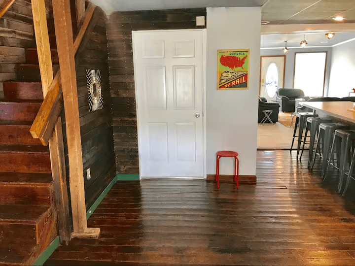 Open Floor Kitchen / Dining and Living Room Showing Stairs